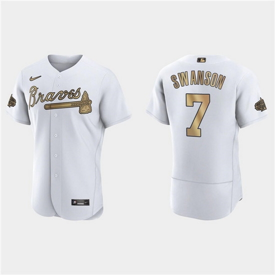 Men Atlanta Braves #7 Dansby Swanson 2022 All Star White Flex Base Stitched Baseball Jersey->atlanta braves->MLB Jersey
