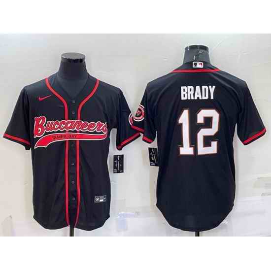 Men Tampa Bay Buccaneers #12 Tom Brady Black Cool Base Stitched Baseball Jersey->san francisco 49ers->NFL Jersey