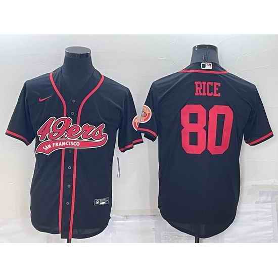 Men San Francisco 49ers #80 Jerry Rice Black Cool Base Stitched Baseball Jersey->philadelphia eagles->NFL Jersey