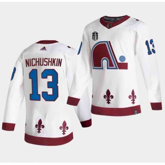 Men Colorado Avalanche #13 Valeri Nichushkin White 2022 Stanley Cup Final Patch Reverse Retro Stitched Jersey->colorado avalanche->NHL Jersey