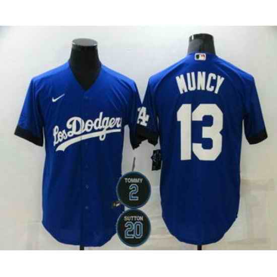 Men Los Angeles Dodgers 13 Max Muncy Blue #2 20 Patch City Connect Cool Base Stitched Jersey->los angeles dodgers->MLB Jersey