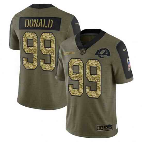 Men Los Angeles Rams #99 Aaron Donald 2021 Salute To Service Olive Camo Limited Stitched Jersey->los angeles rams->NFL Jersey