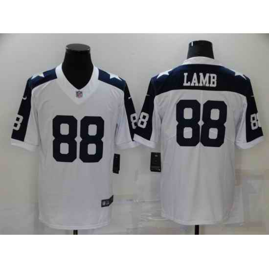 Men Dallas Cowboys eeDee Lamb #88 White Thanksgiving Throwback Limited Jersey->houston texans->NFL Jersey