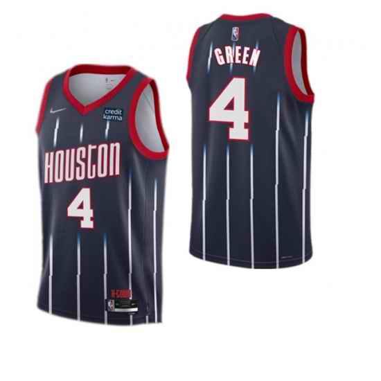 Men Houston Rockets #4 Jalen Green 2021 22 City Edition 75th Anniversary Navy Stitched Basketball Jersey->houston rockets->NBA Jersey