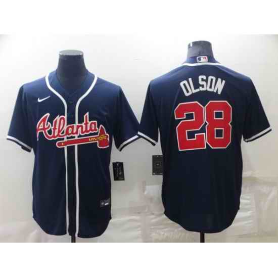 Men's Atlanta Braves #28 Matt Olson Navy Blue Stitched MLB Cool Base Nike Jersey->atlanta braves->MLB Jersey