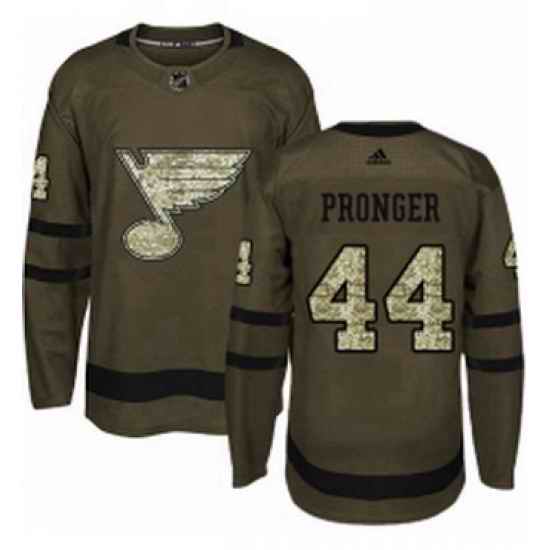 Mens Adidas St Louis Blues #44 Chris Pronger Authentic Green Salute to Service NHL Jersey->st.louis blues->NHL Jersey