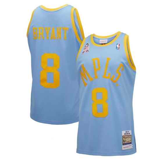 Men Los Angeles Lakers #8 Kobe Bryant Light Blue Hardwood Classics 2001 02 Stitched Basketball Jersey->miami heat->NBA Jersey