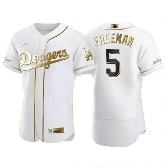 Men's Los Angeles Dodgers #5 Freddie Freeman White Golden Flex Base Stitched Jersey->los angeles dodgers->MLB Jersey