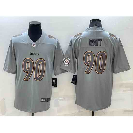 Men Pittsburgh Steelers #90 T J Watt Grey Atmosphere Fashion Stitched Jersey->san francisco 49ers->NFL Jersey