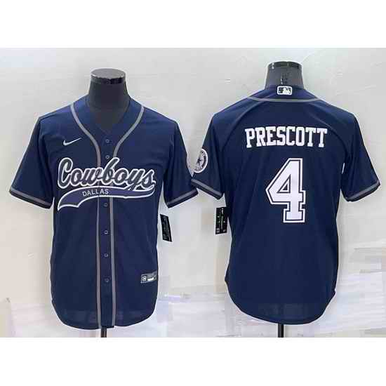 Men Dallas Cowboys #4 Dak Prescott Navy Cool Base Stitched Baseball Jersey->dallas cowboys->NFL Jersey