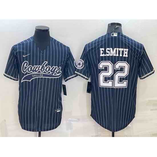 Men Dallas Cowboys #22 Emmitt Smith Navy With Patch Cool Base Stitched Baseball Jersey->dallas cowboys->NFL Jersey