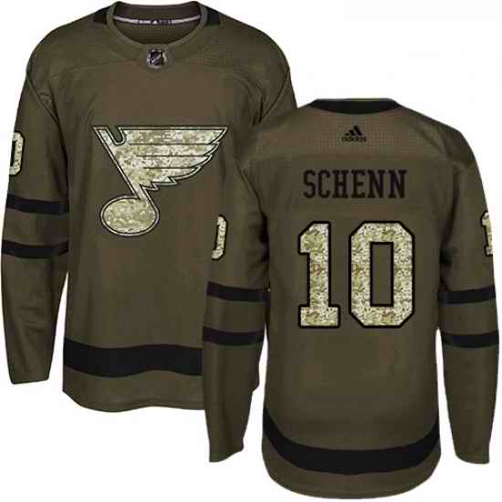 Youth Adidas St Louis Blues #10 Brayden Schenn Premier Green Salute to Service NHL Jersey->youth nhl jersey->Youth Jersey
