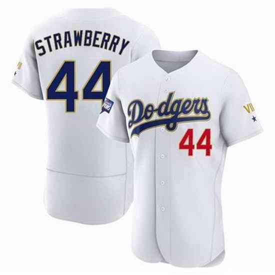 Men Nike Los Angeles Dodgers Darryl Strawberry #44 Gold Program VII White Flex Base Stitched Champions MLB Jersey->los angeles dodgers->MLB Jersey