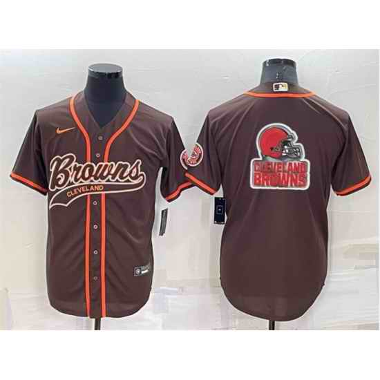 Men Cleveland Browns Brown Team Big Logo With Patch Cool Base Stitched Baseball Jersey->kansas city chiefs->NFL Jersey