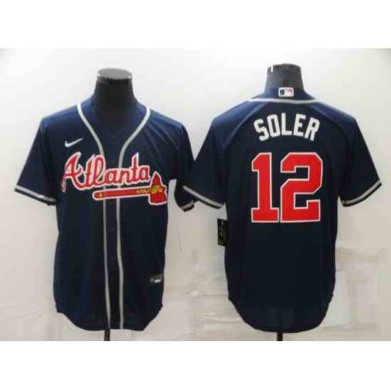 Men's Atlanta Braves #12 Jorge Soler Blue Nike MLB Jersey->los angeles dodgers->MLB Jersey