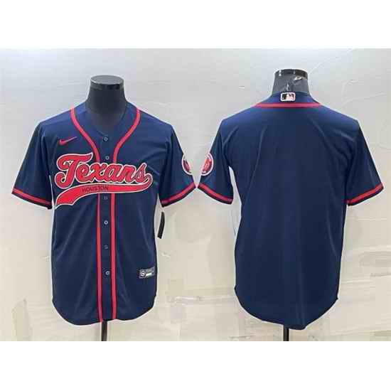 Men Houston Texans Blank Navy With Patch Cool Base Stitched Baseball Jersey->detroit lions->NFL Jersey