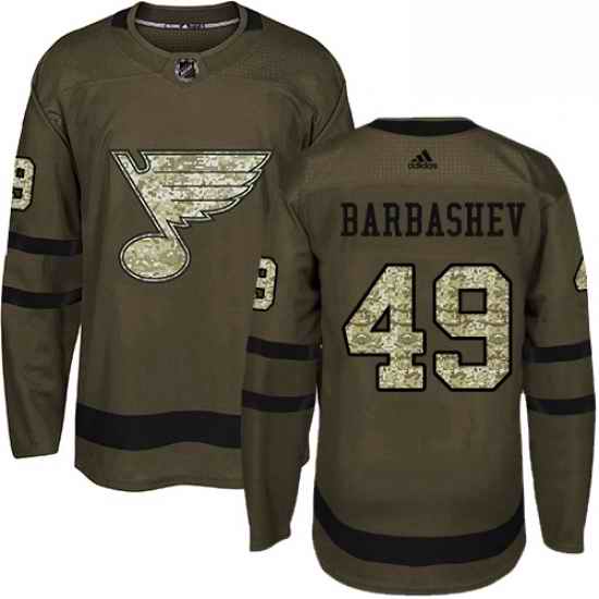 Mens Adidas St Louis Blues #49 Ivan Barbashev Premier Green Salute to Service NHL Jersey->st.louis blues->NHL Jersey