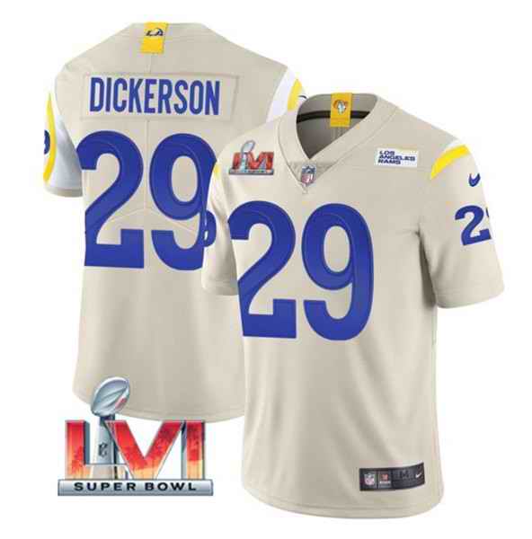 Nike Rams #29 Eric Dickerson Bone 2022 Super Bowl LVI Vapor Limited Jersey->los angeles rams->NFL Jersey