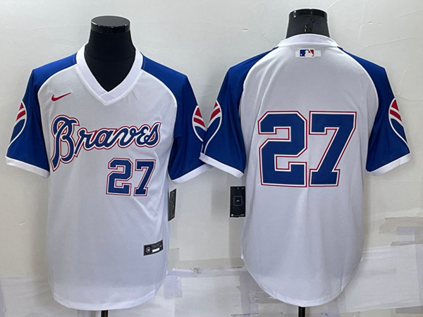 Men's Atlanta Braves #27 Austin Riley White Cool Base Stitched Jersey->tampa bay lightning->NHL Jersey