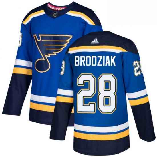 Mens Adidas St Louis Blues #28 Kyle Brodziak Authentic Royal Blue Home NHL Jersey->st.louis blues->NHL Jersey