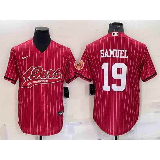Men San Francisco 49ers #19 Deebo Samuel Red With Patch Cool Base Stitched Baseball Jersey->san francisco 49ers->NFL Jersey