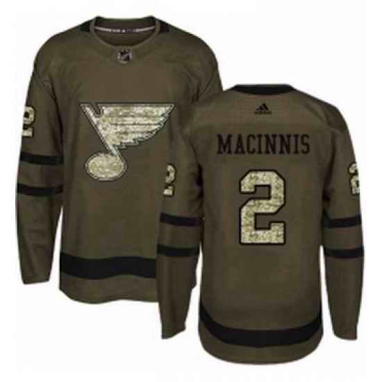 Mens Adidas St Louis Blues #2 Al Macinnis Authentic Green Salute to Service NHL Jersey->st.louis blues->NHL Jersey