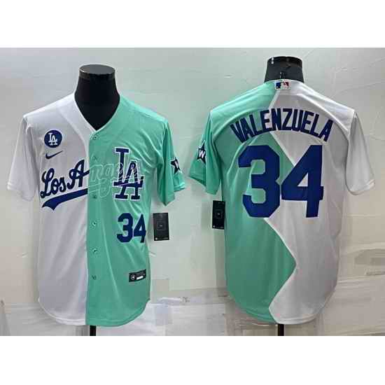 Men Los Angeles Dodgers #34 Fernando Valenzuela 2022 All Star White  Green Cool Base Stitched Baseball Jersey->los angeles dodgers->MLB Jersey