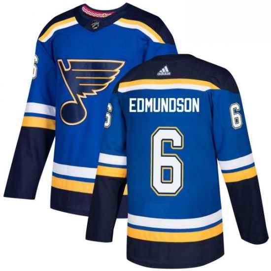 Mens Adidas St Louis Blues #6 Joel Edmundson Authentic Royal Blue Home NHL Jersey->st.louis blues->NHL Jersey