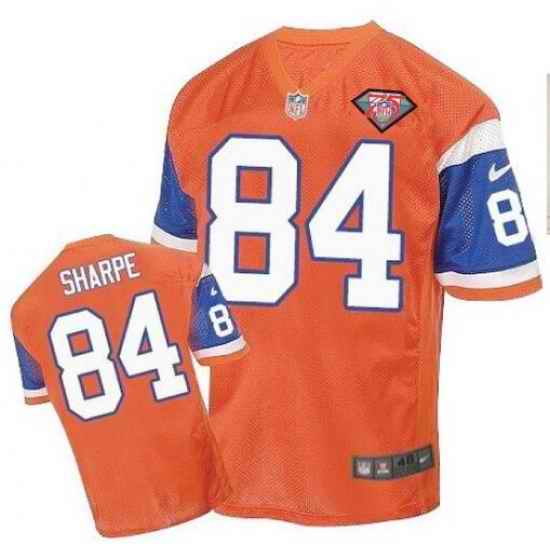 Men Nike Broncos #84 Shannon Sharpe Orange Stitched 75TH Anniversay Patch Jersey->new orleans saints->NFL Jersey