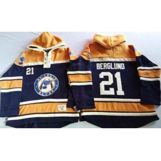 St. Louis Blues #21 Patrik Berglund Navy Blue Gold Sawyer Hooded Sweatshirt Stitched Jersey->st.louis blues->NHL Jersey
