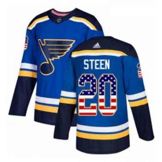 Youth Adidas St Louis Blues #20 Alexander Steen Authentic Blue USA Flag Fashion NHL Jersey->youth nhl jersey->Youth Jersey