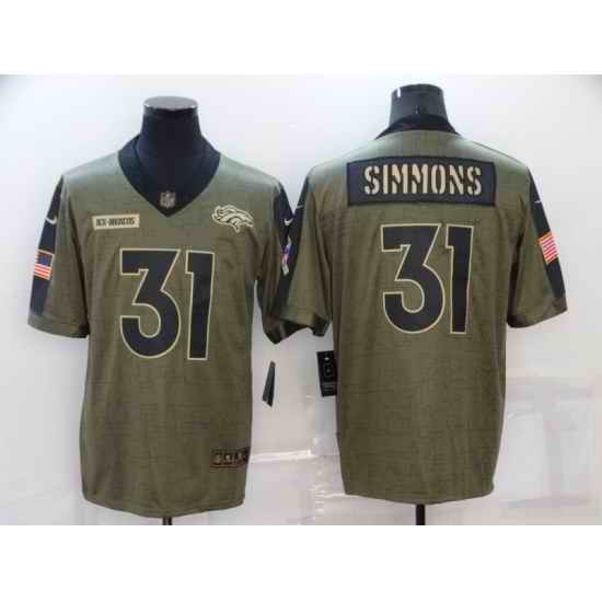 Men's Denver Broncos #31 Justin Simmons Nike Olive 2021 Salute To Service Limited Player Jersey->dallas cowboys->NFL Jersey