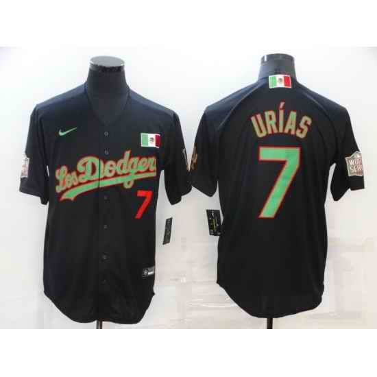 Men Los Angeles Dodgers #7 Julio Urias Black With Los Angeles Green Mexico 2020 World Series Stitched MLB Jersey->los angeles dodgers->MLB Jersey