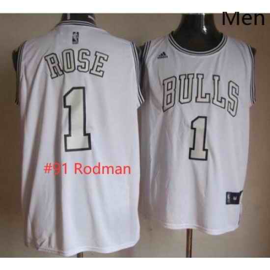 Men Bulls #91 dennis Rodman White On White Stitched NBA Jersey->chicago bulls->NBA Jersey