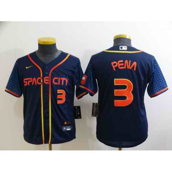 Youth Houston Astros #3 Jeremy Pe F1a 2022 Navy City Connect Stitched Jersey->youth mlb jersey->Youth Jersey