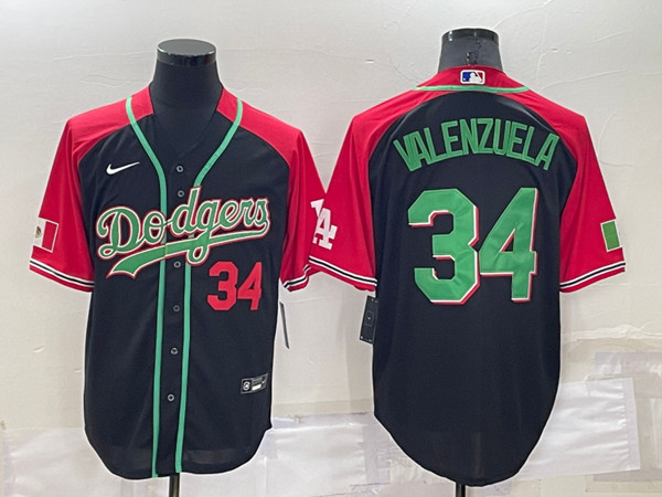 Men's Los Angeles Dodgers #34 Toro Valenzuela Red/Black Cool Base Stitched Baseball Jersey->miami marlins->MLB Jersey