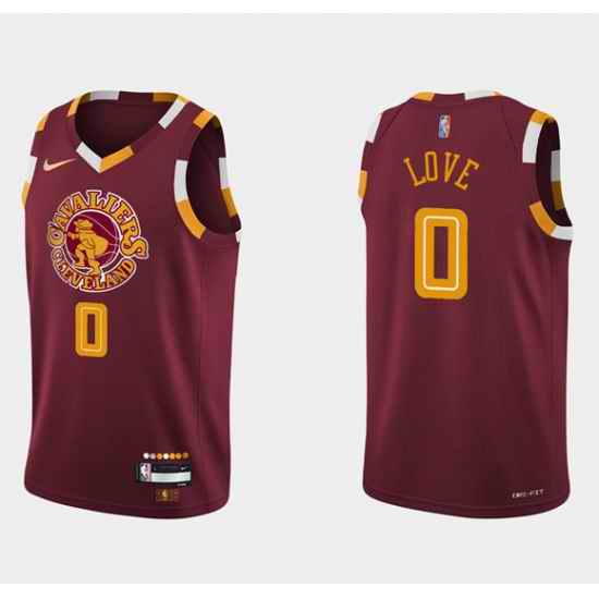 Men Cleveland Cavaliers #0 Kevin Love Wine Red 2021 2022 75th Anniversary City Edition Swingman Stitched Jersey->cleveland cavaliers->NBA Jersey