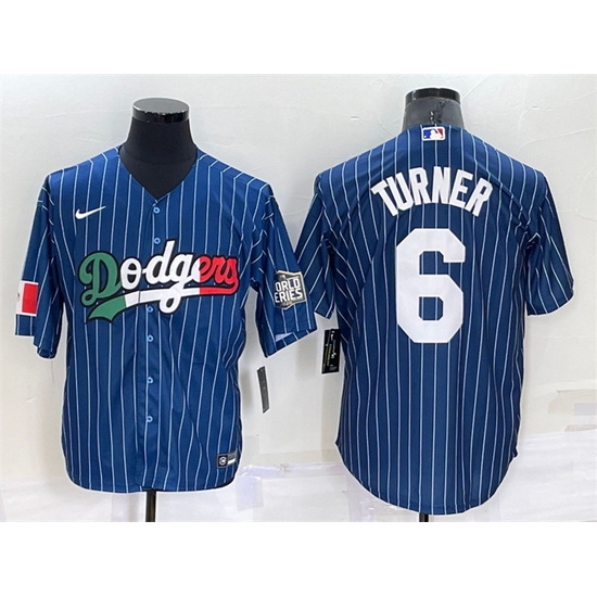 Men Los Angeles Dodgers #6 Trea Turner Navy Mexico World Series Cool Base Stitched Baseball Jersey->los angeles dodgers->MLB Jersey