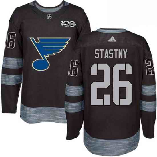 Mens Adidas St Louis Blues #26 Paul Stastny Authentic Black 1917 2017 100th Anniversary NHL Jersey->st.louis blues->NHL Jersey