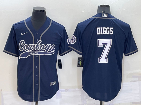 Men's Dallas Cowboys #7 Trevon Diggs Navy Cool Base Stitched Baseball Jersey->dallas cowboys->NFL Jersey