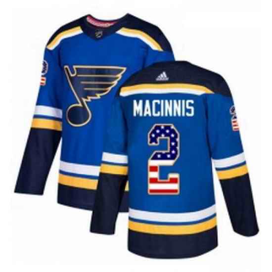 Youth Adidas St Louis Blues #2 Al Macinnis Authentic Blue USA Flag Fashion NHL Jersey->youth nhl jersey->Youth Jersey