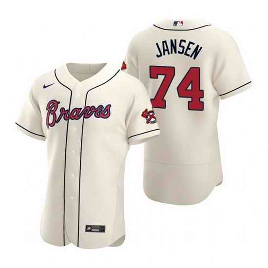 Men Atlanta Braves #74 Kenley Jansen Cream Flex Base Stitched Baseball jersey->atlanta braves->MLB Jersey
