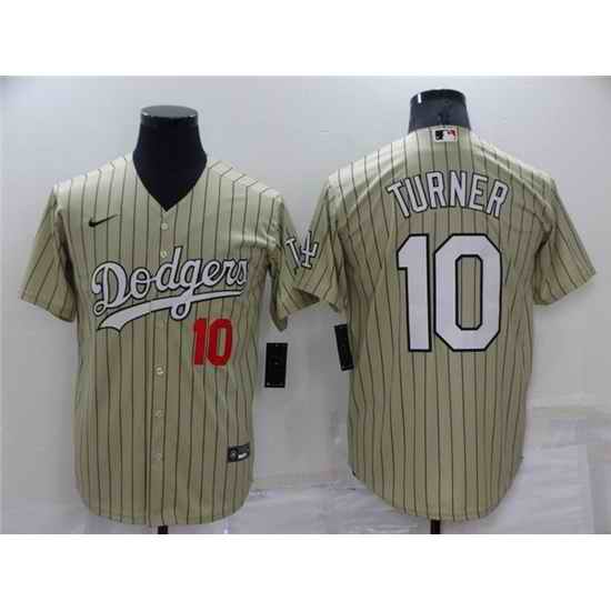 Men Los Angeles Dodgers #10 Justin Turner Cream Throwback Stitched Baseball Jerseys->los angeles dodgers->MLB Jersey