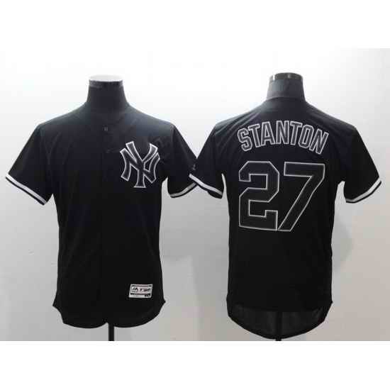 Men New York Yankees #27 Giancarlo Stanton Black Fashion Flex Base Stitched jersey->new york yankees->MLB Jersey