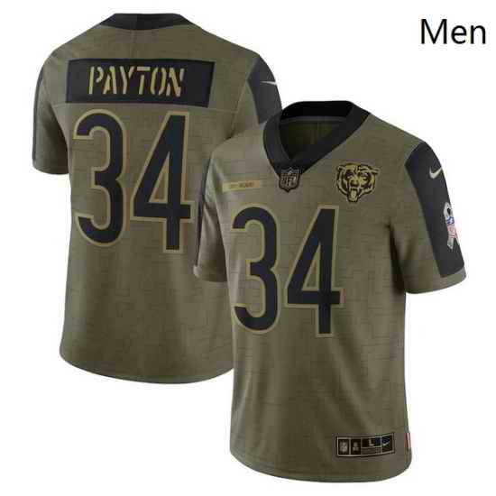 Men's Chicago Bears Walter Payton Nike Olive 2021 Salute To Service Retired Player Limited Jersey->cincinnati bengals->NFL Jersey