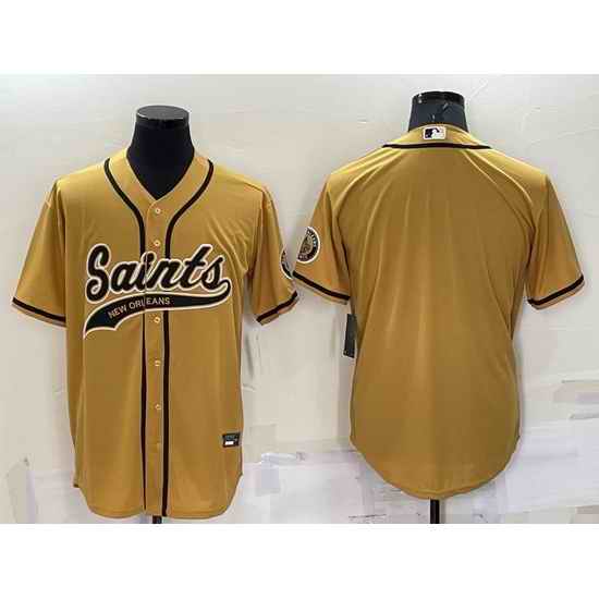 Men New Orleans Saints Blank Gold Cool Base Stitched Baseball Jersey->pittsburgh steelers->NFL Jersey