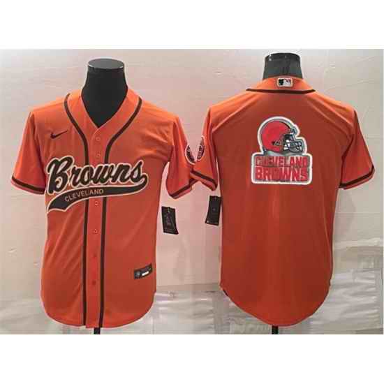Men Cleveland Browns Orange Team Big Logo With Patch Cool Base Stitched Baseball Jersey->kansas city chiefs->NFL Jersey
