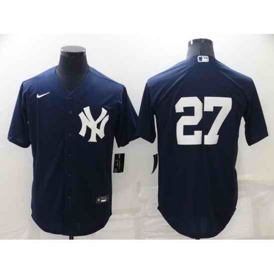 Men New York Yankees #27 Giancarlo Stanton Navy Cool Base Stitched jersey->new york yankees->MLB Jersey