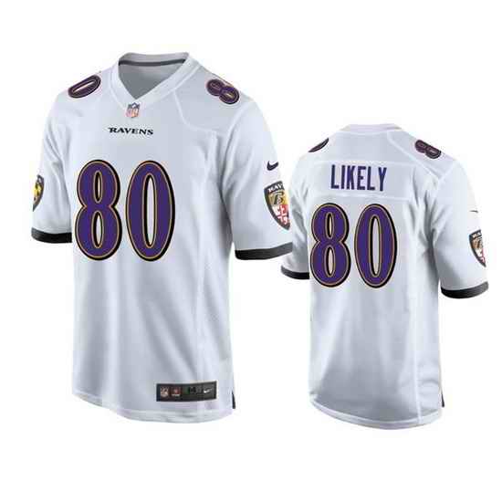 Men Baltimore Ravens #80 Isaiah Likely White Game Jersey->chicago bears->NFL Jersey