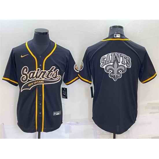 Men New Orleans Saints Black Team Big Logo With Patch Cool Base Stitched Baseball Jersey->kansas city chiefs->NFL Jersey